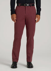 American Tall Discount | Flex Tech Suit Pants for Tall Men in Tawny Port Nailhead