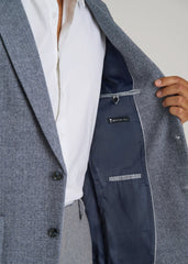 American Tall Discount | Wool Blend Blazer for Tall Men in Navy Herringbone