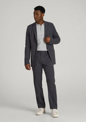 American Tall For Sale | Textured Garment Washed Stretch Cotton Suit Pants for Tall Men in Iron Grey