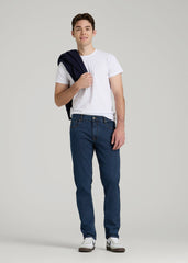American Tall Discount | A.T. Basics Men's Carman Tapered fit Jeans for Tall Men in Charged Blue