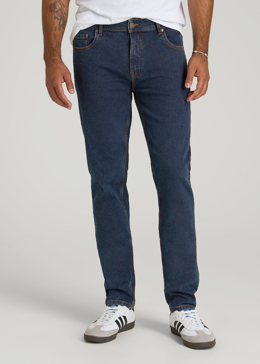 American Tall Discount | A.T. Basics Men's Dylan Slim Fit Jeans for Tall Men in Charged Blue