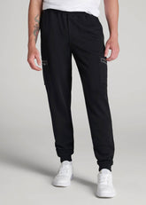 American Tall Online Shop | Tech Motion Fleece Cargo Joggers for Tall Men in Black