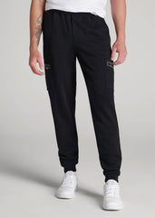 American Tall Online Shop | Tech Motion Fleece Cargo Joggers for Tall Men in Black