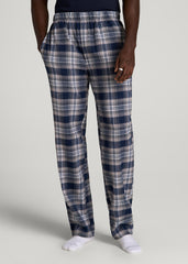 American Tall Outlet | Plaid Pajama Pants for Tall Men in Navy and Grey Plaid