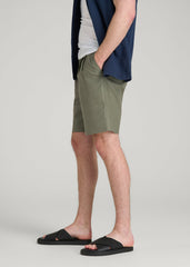 American Tall Online Shop | Stretch Cotton Linen Blend Shorts for Tall Men in Olive
