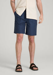 American Tall Online | Stretch Cotton Linen Blend Shorts for Tall Men in Navy Blue