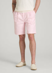 American Tall Sale | Stretch Cotton Linen Blend Shorts for Tall Men in Barely Pink