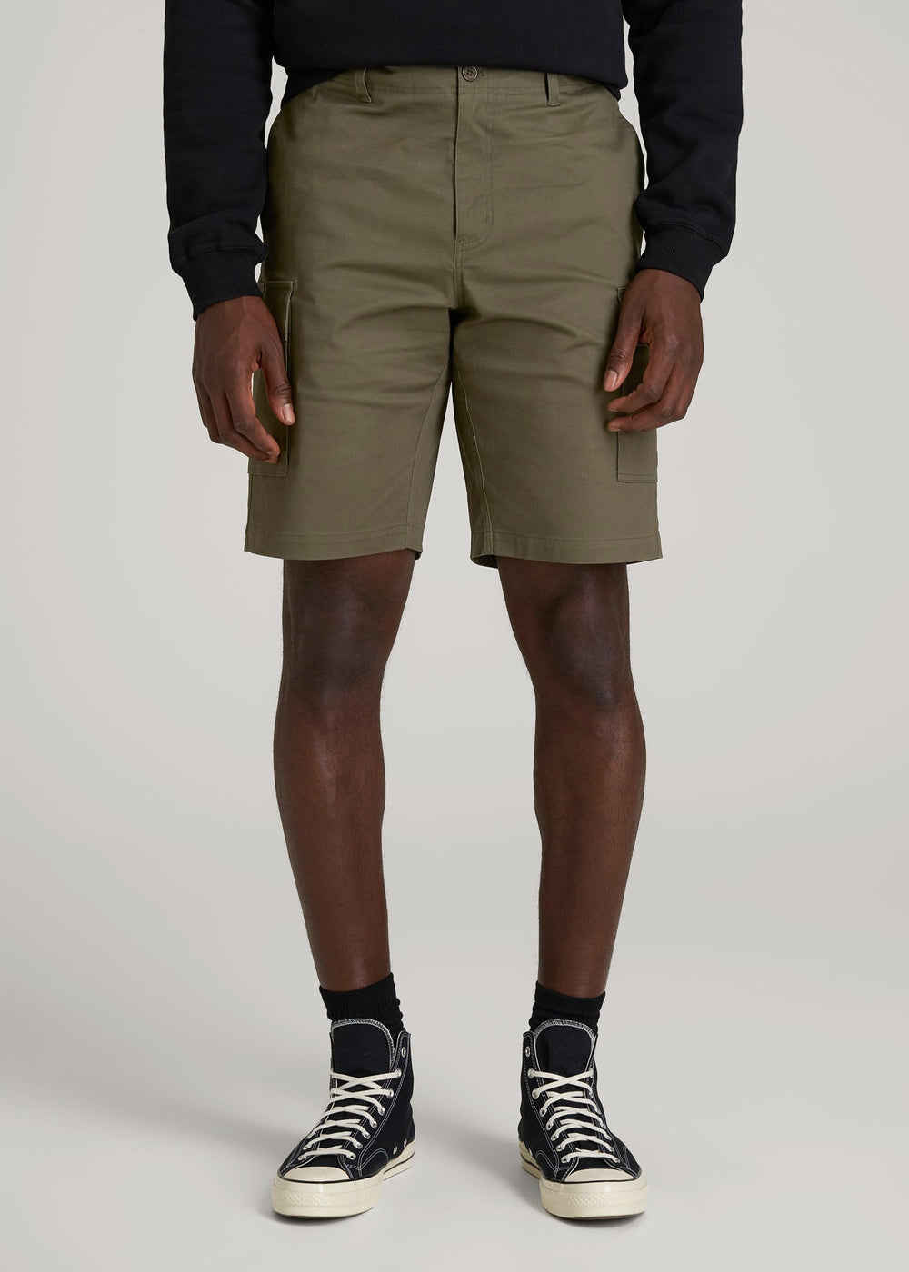 American Tall Online | Stretch Twill Cargo Shorts for Tall Men in Dark Moss Green