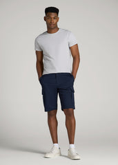 American Tall Discount | Stretch Twill Cargo Shorts for Tall Men in Evening Blue