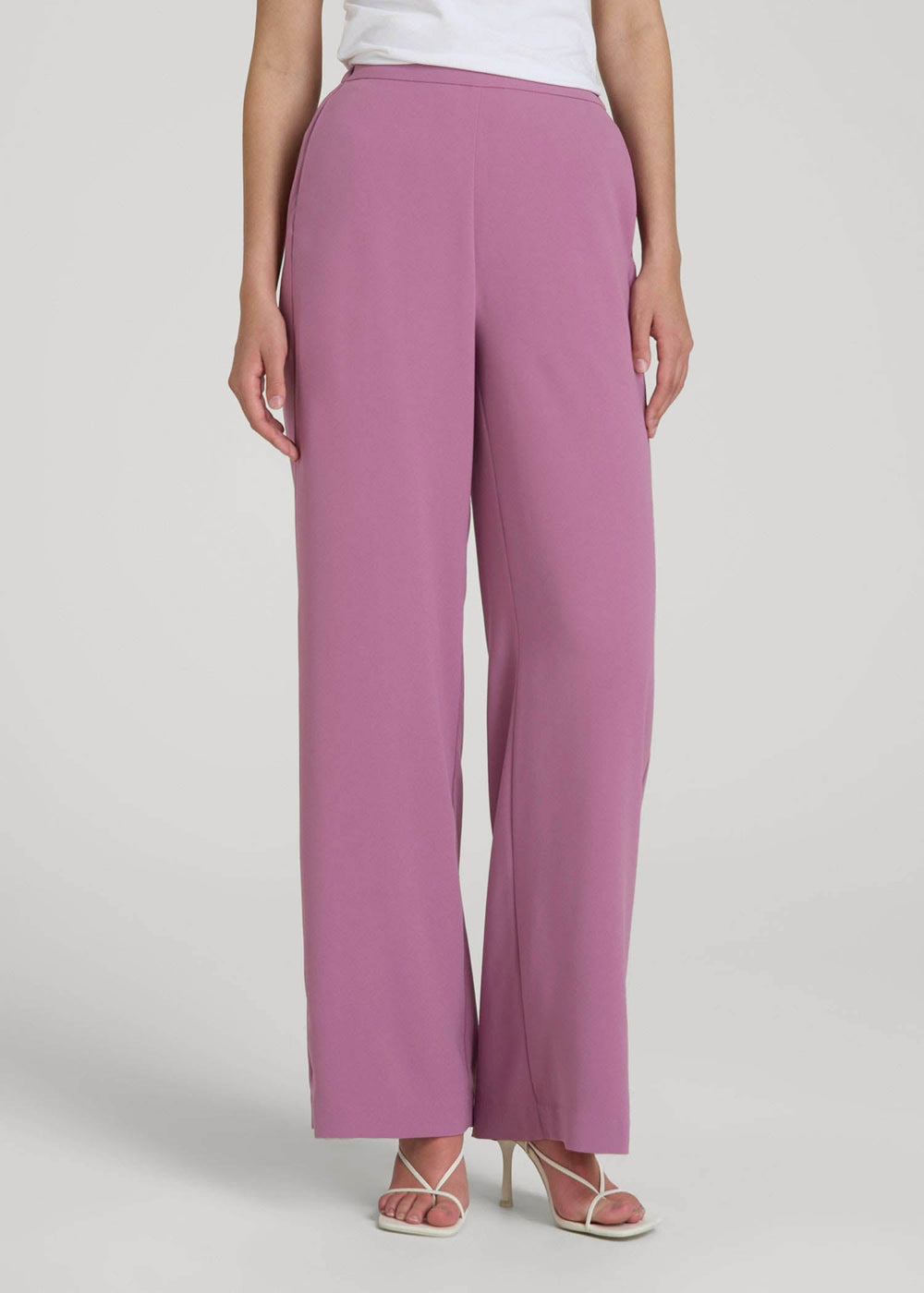 American Tall Sale | Pull-On Crepe Ultra Wide Pants for Tall Women in Argyle Purple
