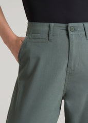 American Tall For Sale | High Rise Tapered Chino Pants for Tall Women in Balsam Green