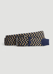 American Tall Discount | Stretch Woven Belt in Navy and Taupe
