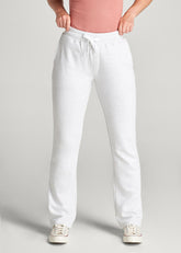 American Tall Discount | Wearever Fleece Open-Bottom Sweatpants for Tall Women in Heather Cloud White