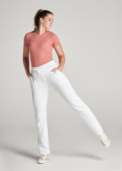 American Tall Discount | Wearever Fleece Open-Bottom Sweatpants for Tall Women in Heather Cloud White