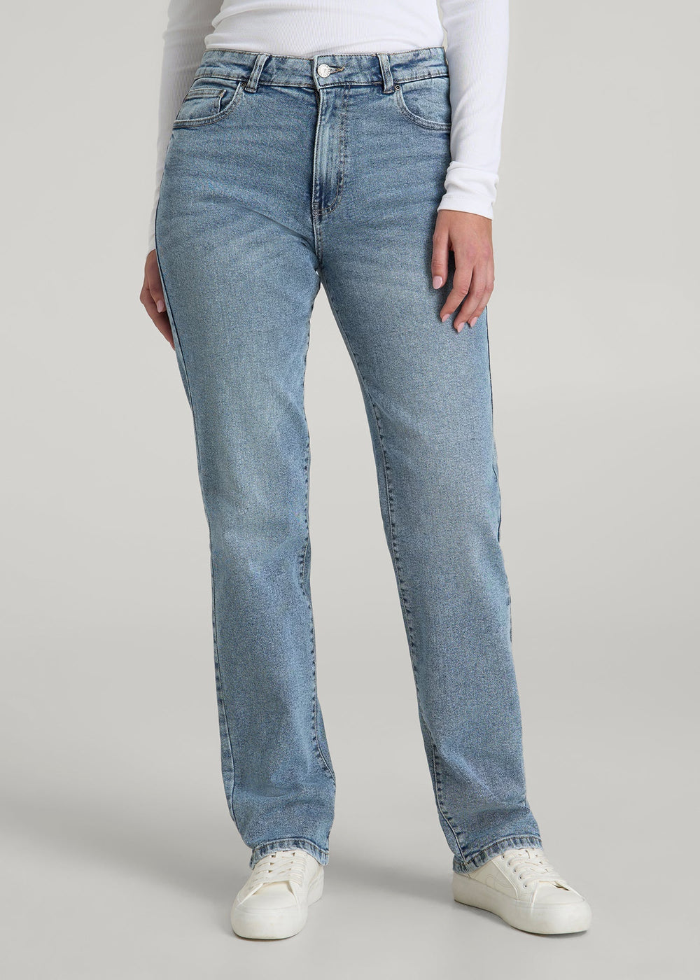 American Tall Online Shop | Harper High-Rise Straight Stretch Jeans for Tall Women in Perfect Blue