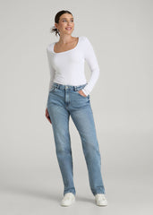 American Tall Online Shop | Harper High-Rise Straight Stretch Jeans for Tall Women in Perfect Blue