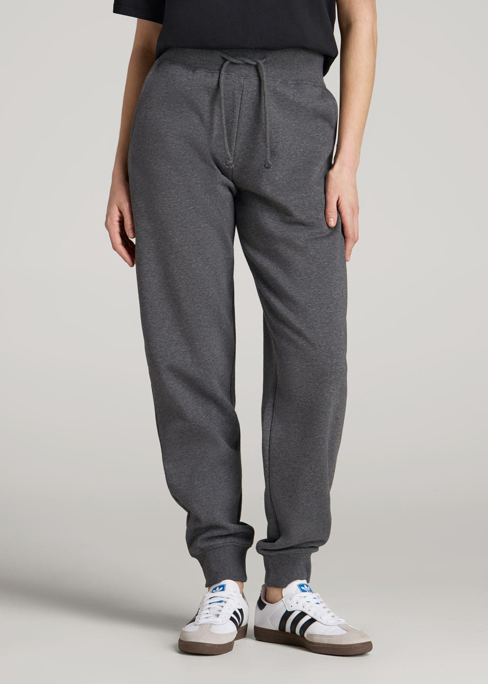 American Tall Discount | A.T. Basics Athletic Joggers for Tall Women in Charcoal Mix