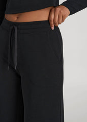 American Tall Online | Mid-Rise Waffle Wide-Leg Pants for Tall Women in Black