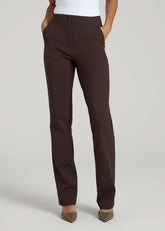 American Tall Outlet | Freedom Flex Slim Straight Leg Dress Pants for Tall Women in Espresso