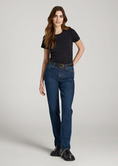American Tall For Sale | Short Sleeve Ribbed Crewneck T-Shirt for Tall Women in Black