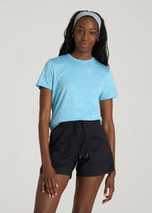 American Tall Sale | Short Sleeve Crewneck Tee for Tall Women in Spring Blue Mix