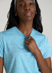 American Tall Sale | Short Sleeve Crewneck Tee for Tall Women in Spring Blue Mix