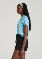 American Tall Sale | Short Sleeve Crewneck Tee for Tall Women in Spring Blue Mix