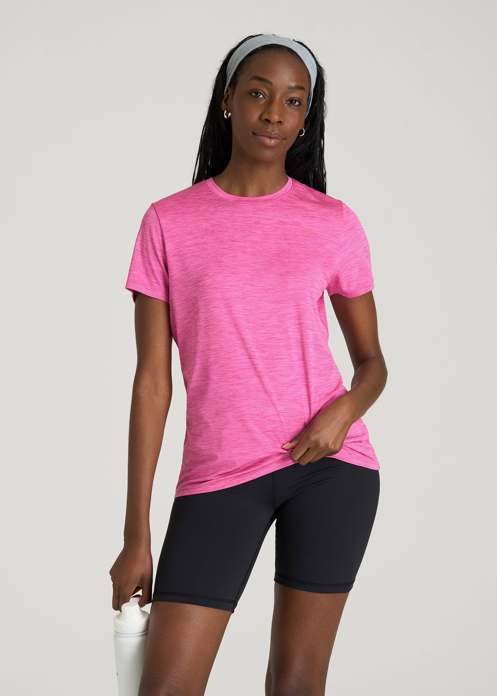 American Tall Outlet | Short Sleeve Crewneck Tee for Tall Women in Magenta Mix