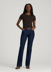 American Tall Online Shop | Short Sleeve Ribbed Crewneck T-Shirt for Tall Women in Espresso