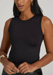 American Tall Discount | Sleeveless Crewneck Bodysuit for Tall Women in Black