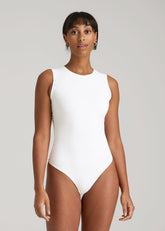 American Tall Online | Sleeveless Crewneck Bodysuit for Tall Women in Bright White