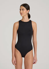 American Tall Outlet | High Crewneck Sleeveless Bodysuit for Tall Women in Black