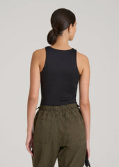 American Tall Outlet | High Crewneck Sleeveless Bodysuit for Tall Women in Black