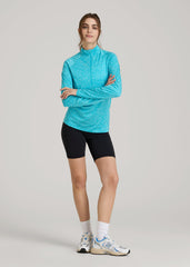 American Tall For Sale | Long Sleeve Active Half-Zip Pullover Jacket for Tall Women in Scuba Blue Mix