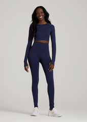 American Tall Online | Compression Long Sleeve Cropped Training Top for Tall Women in Regal Blue