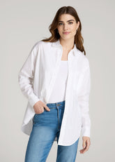 American Tall Online Shop | Relaxed Poplin Button Up Shirt for Tall Women in Bright White