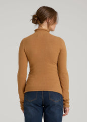 American Tall For Sale | Rolled Mock Neck Sweater for Tall Women in Caramel