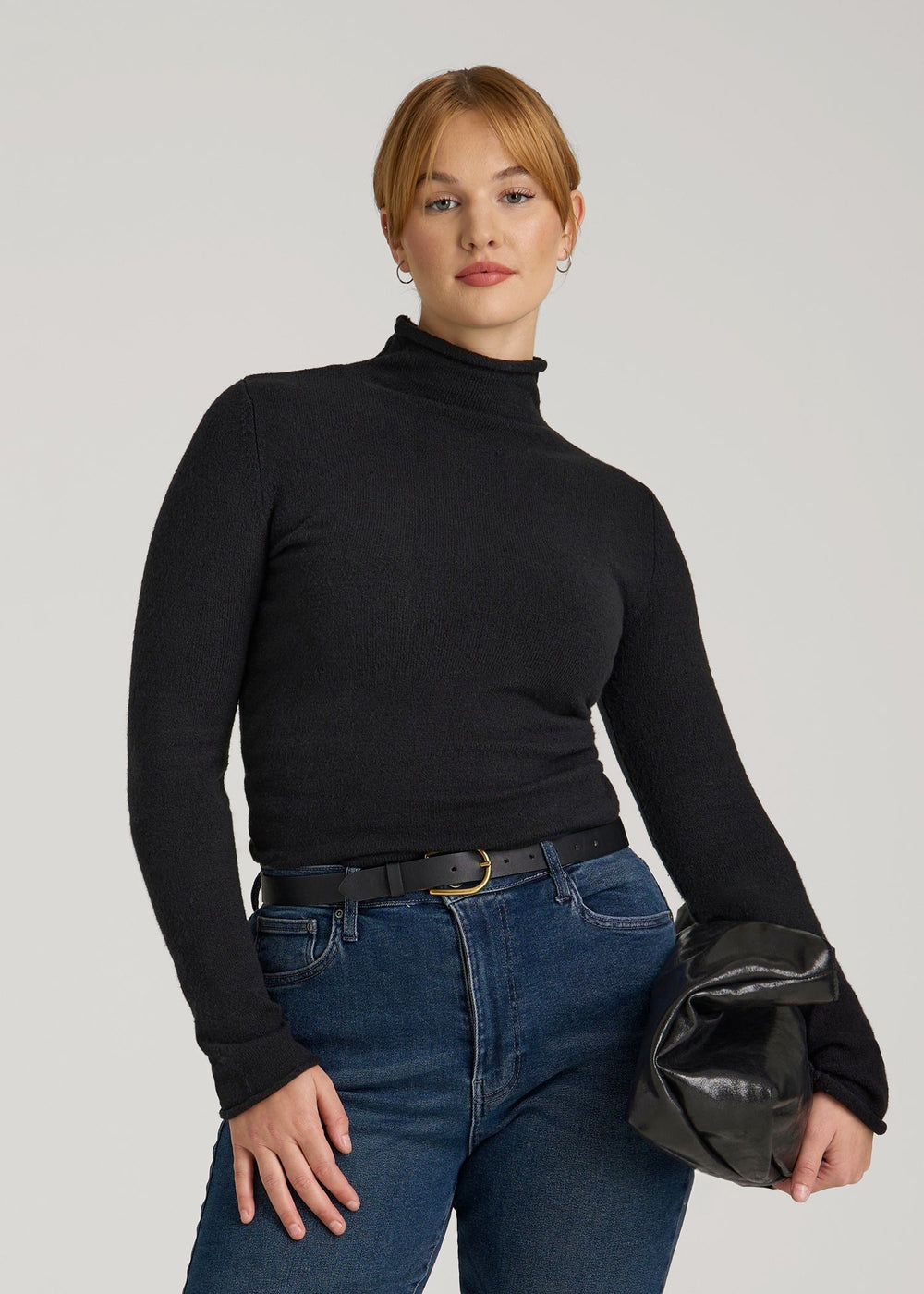 American Tall Online Shop | Rolled Mock Neck Sweater for Tall Women in Black