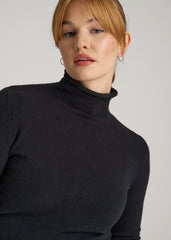 American Tall Online Shop | Rolled Mock Neck Sweater for Tall Women in Black