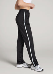 American Tall For Sale | Ultra Lightweight Tricot Athletic Stripe Pants for Tall Women in Black and White