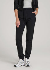 American Tall Discount | Wearever Fleece Slim Fit High-Waisted Garment Dye Sweatpants for Tall Women in Black