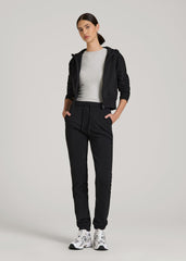 American Tall Discount | Wearever Fleece Slim Fit High-Waisted Garment Dye Sweatpants for Tall Women in Black