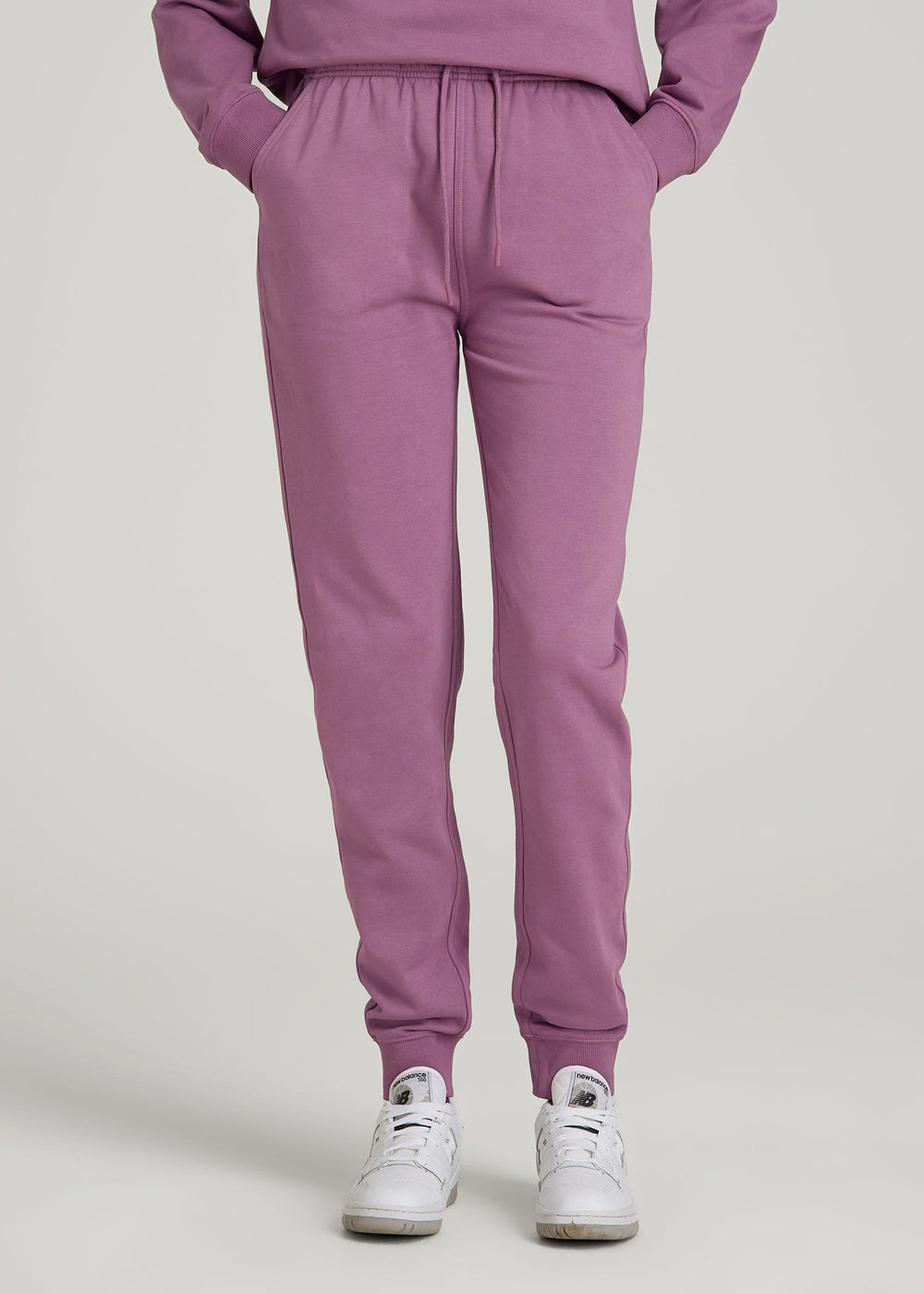 American Tall Sale | Garment Dyed Joggers for Tall Women in Washed Argyle Purple