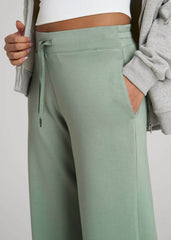 American Tall Discount | Pull-On Tie Waist Wide Leg Pants for Tall Women in Seagrass