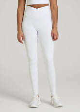 American Tall Discount | Balance Cross Over Leggings for Tall Women in White
