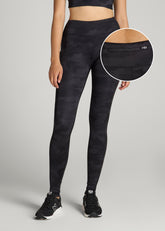 American Tall Sale | Women's Active Leggings with Pockets for Tall Women in Grey Camo