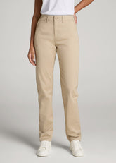 American Tall Sale | High Rise Tapered Chino Pants for Tall Women in Light Khaki