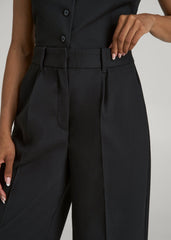 American Tall Discount | High-Rise Wide-Leg Pleated Dress Pants for Tall Women in Black