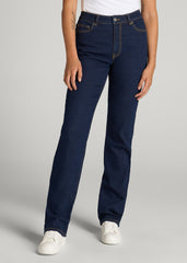 American Tall Online Shop | Harper High-Rise Straight Stretch Jeans for Tall Women in Ink Blue