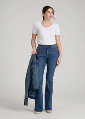 American Tall Sale | Chloe High Rise Flare Jeans for Tall Women in Stellar Blue Wash